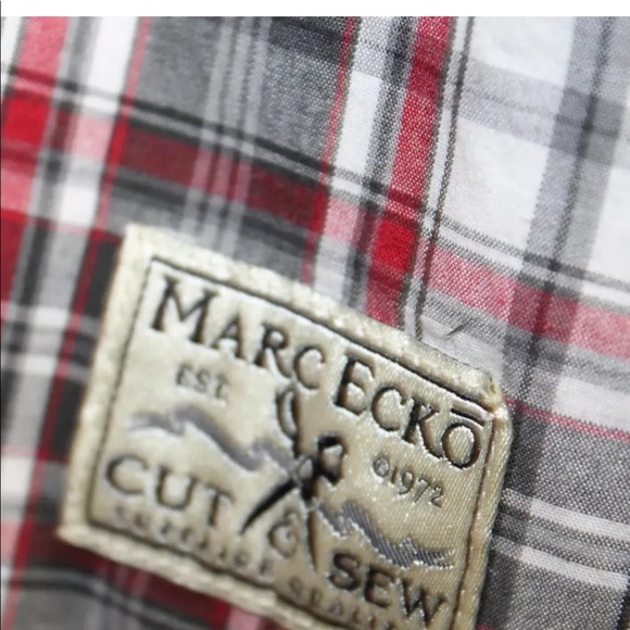 Marc Ecko Men Long Sleeve Gray Red100% Cotton Plaid Large Cowboy - Picture 13 of 13